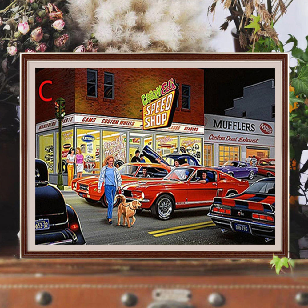 Night Parking Lot - Full Round Drill Diamond Painting 50*40CM