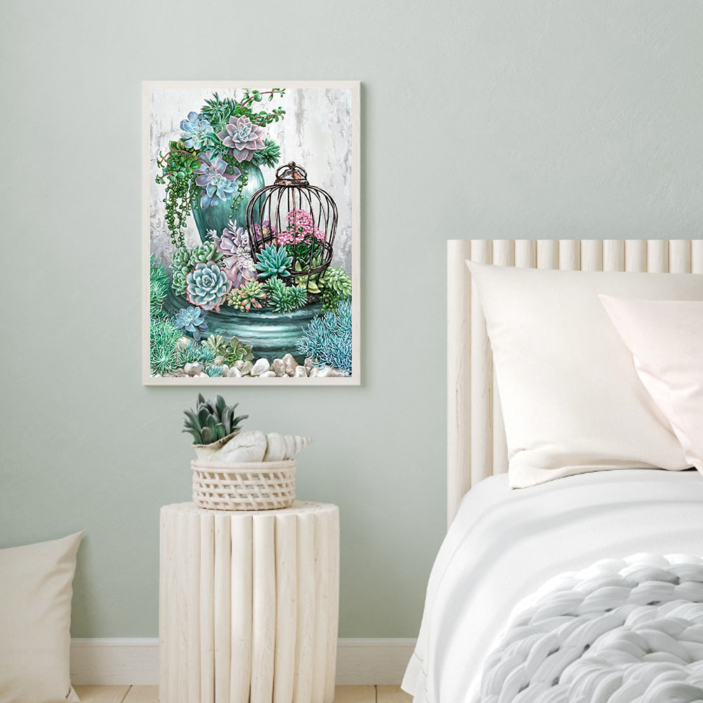 Succulent Plants - Full Round Drill Diamond Painting 40*50CM