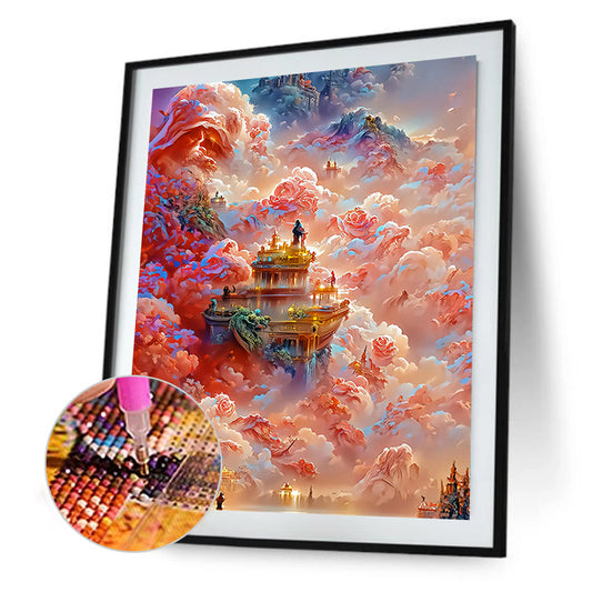 The Pavilion In The Rose Cloud - Full Round Drill Diamond Painting 40*50CM