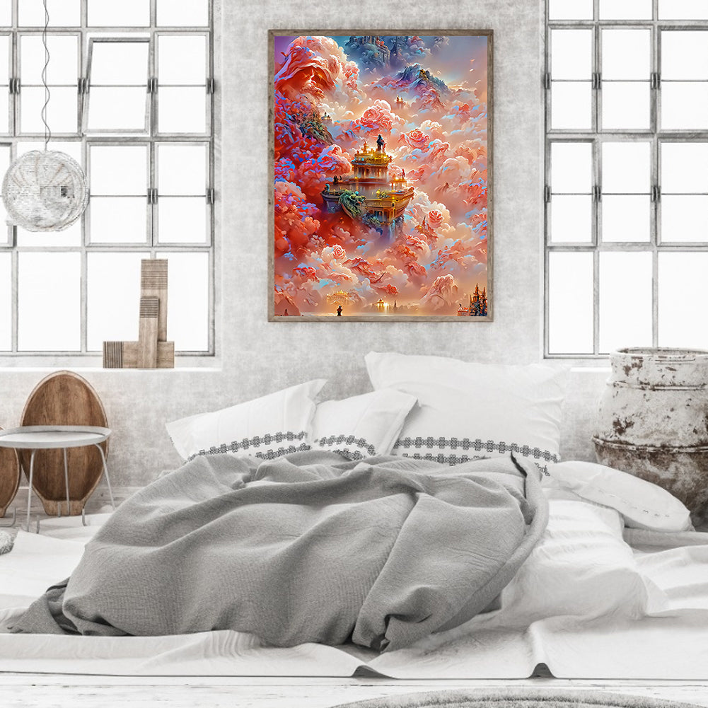 The Pavilion In The Rose Cloud - Full Round Drill Diamond Painting 40*50CM