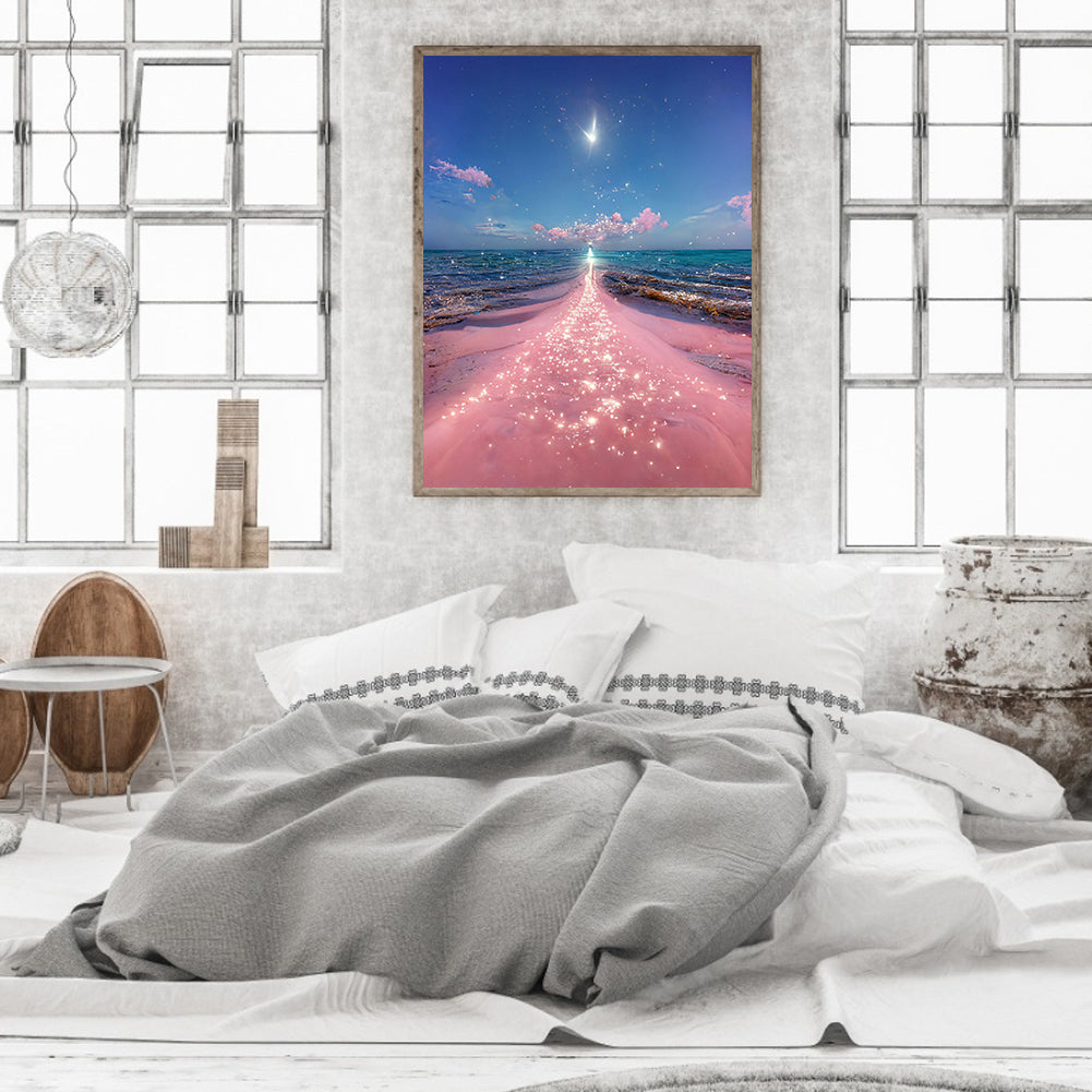 Pink Beach - Full Round Drill Diamond Painting 40*50CM