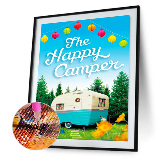 Happy Camping Bus - Full Round Drill Diamond Painting 30*40CM