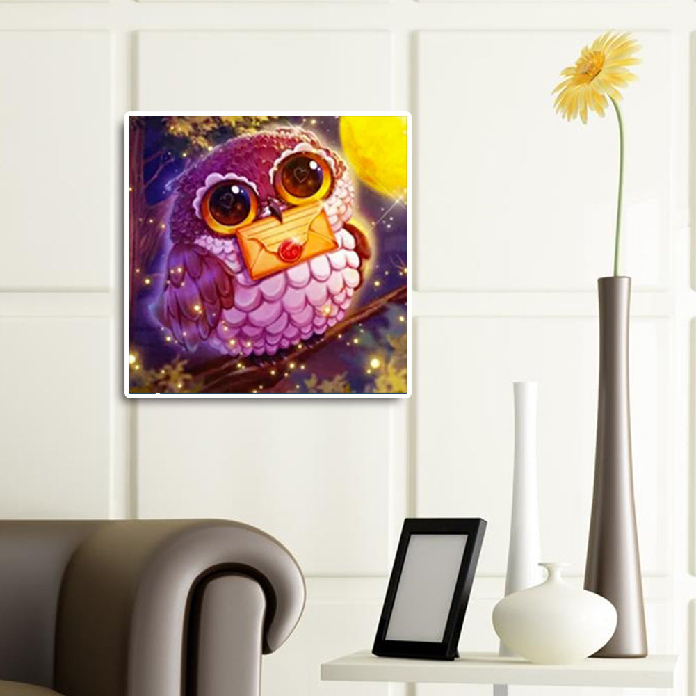 Big Eyed Owl - Full Round Drill Diamond Painting 30*30CM