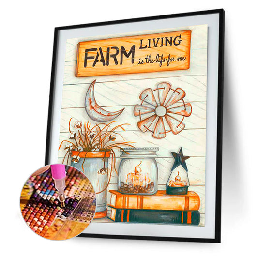 House Book Potted Ornament - Full Round Drill Diamond Painting 40*50CM
