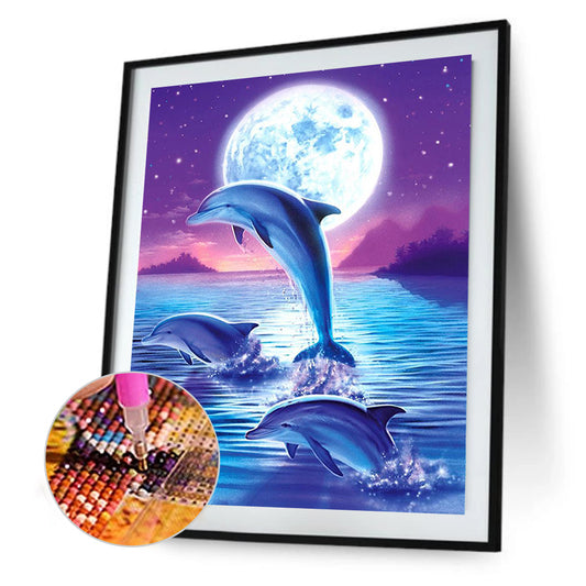 Jumping Dolphin - Full Round Drill Diamond Painting 40*50CM