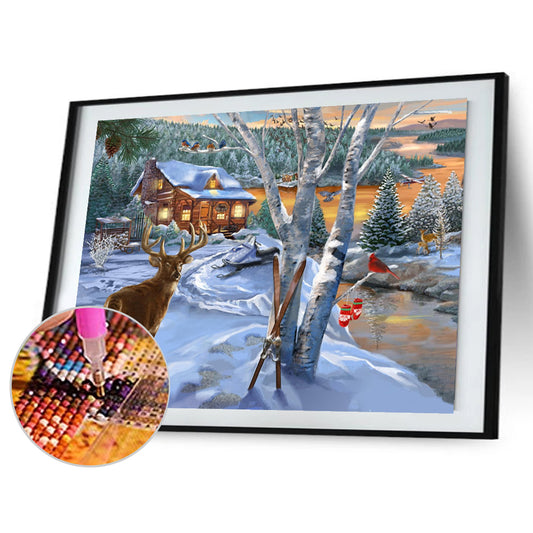 Country Elk - Full Round Drill Diamond Painting 40*30CM