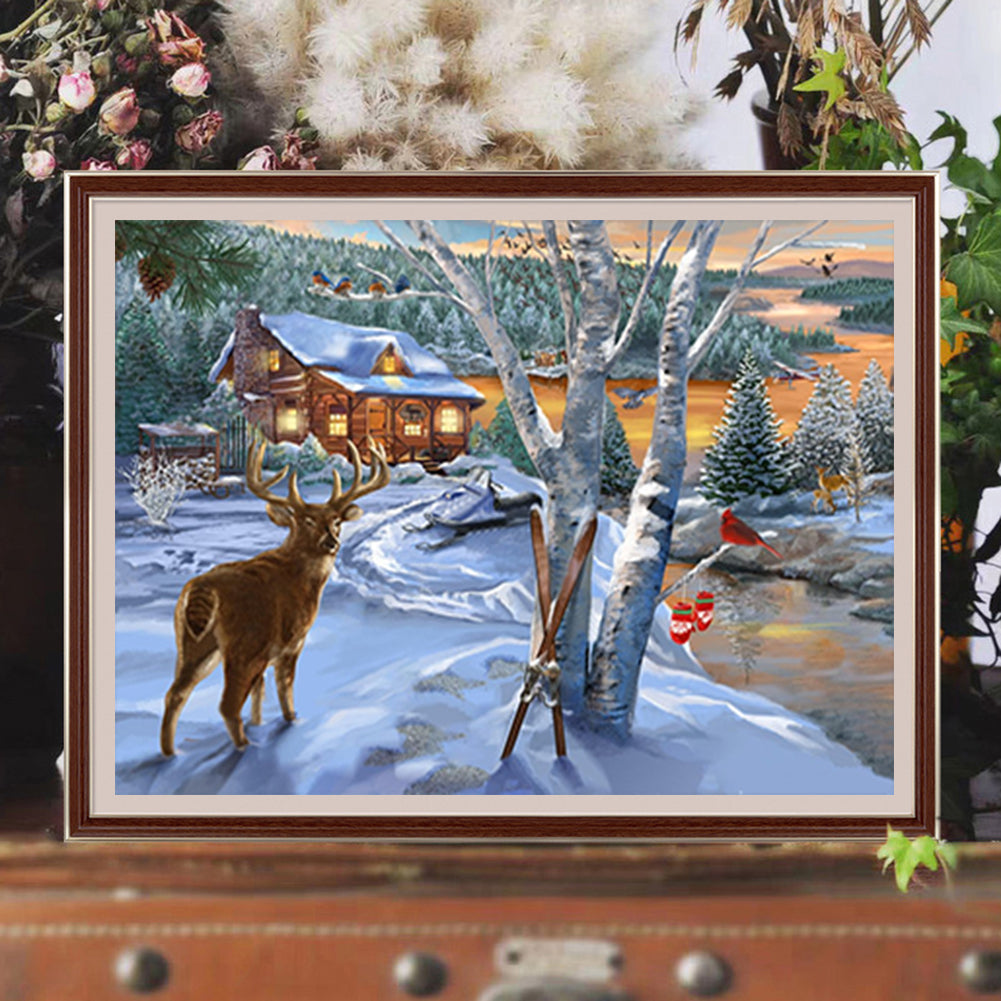 Country Elk - Full Round Drill Diamond Painting 40*30CM