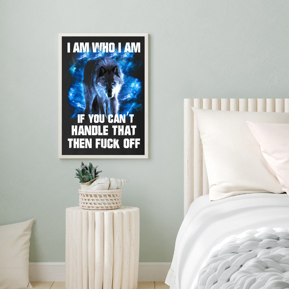 Aurora Wolf Calligraphy - Full Square Drill Diamond Painting 40*50CM