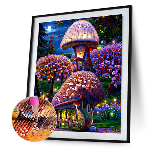 Mushroom House - Full Round Drill Diamond Painting 40*50CM
