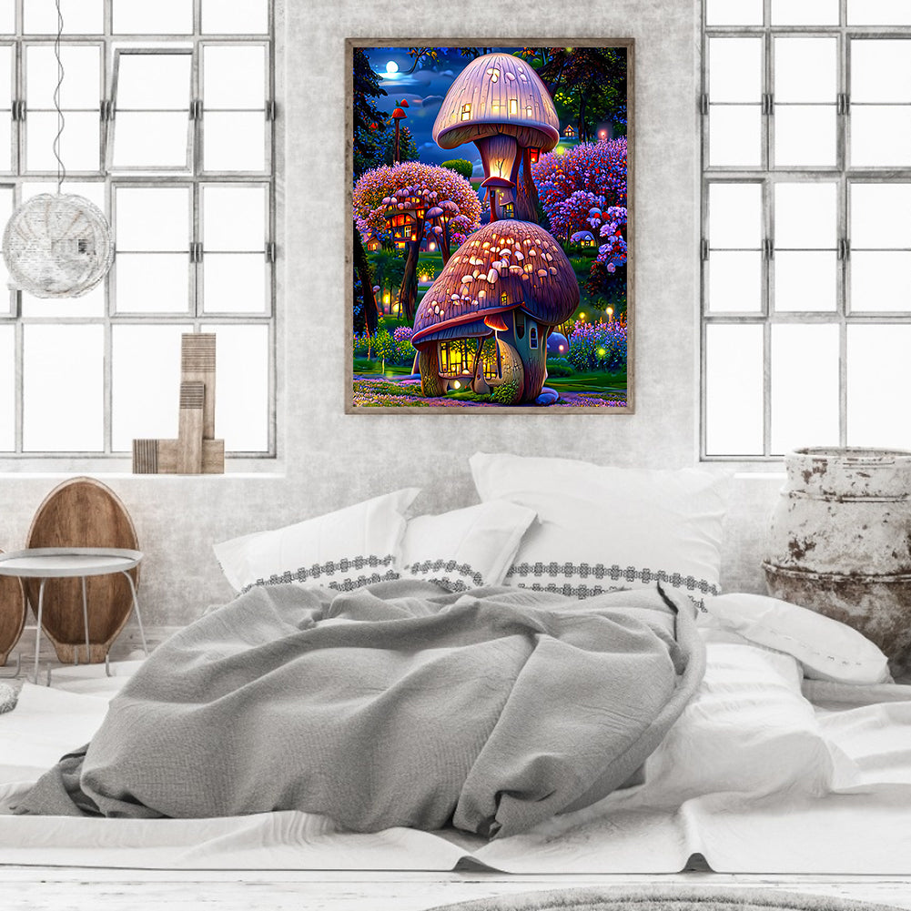 Mushroom House - Full Round Drill Diamond Painting 40*50CM