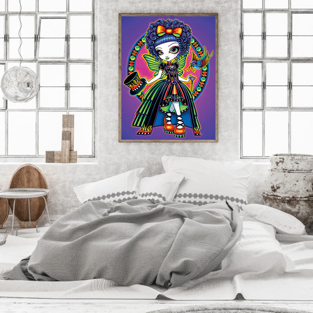 Girl With Big Eyes - Full Round Drill Diamond Painting 30*40CM