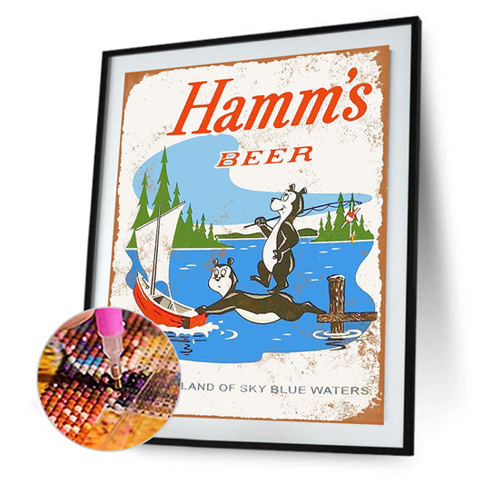 Fishing Bear - Full Round Drill Diamond Painting 30*40CM