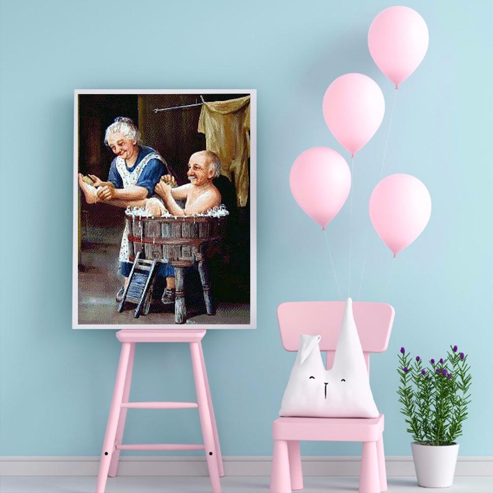 Old Couple 50*60CM(Canvas) Full Round Drill Diamond Painting