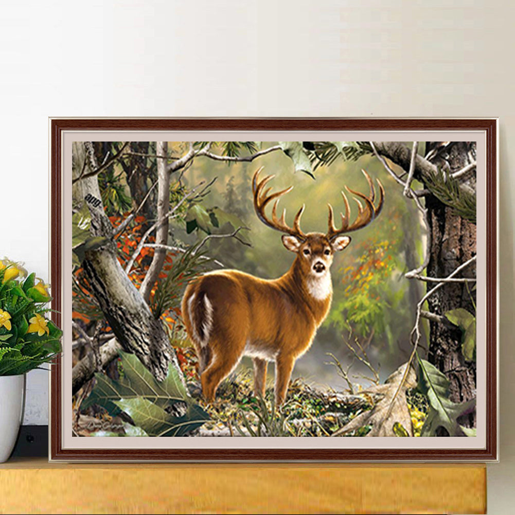 Elk In The Forest - Full Round Drill Diamond Painting 60*50CM