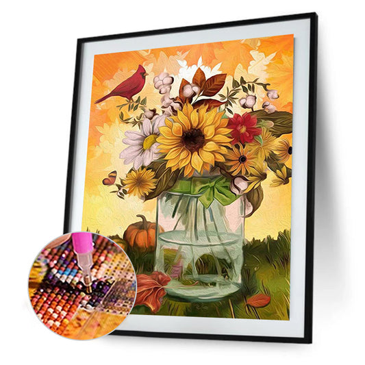 Bird In Vase - Full Square Drill Diamond Painting 30*40CM