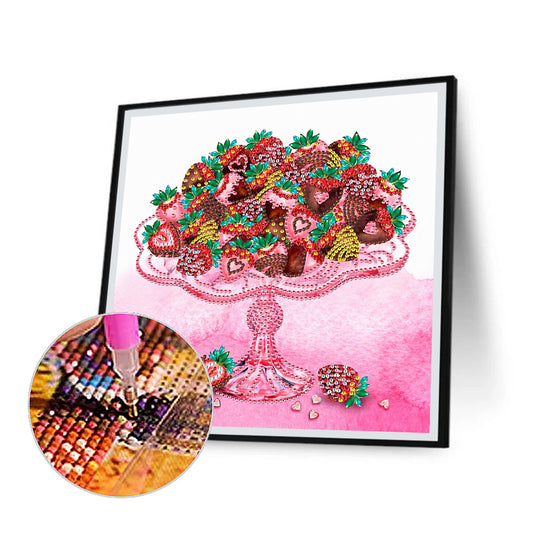 Strawberry Dessert Chocolate - Special Shaped Drill Diamond Painting 30*30CM