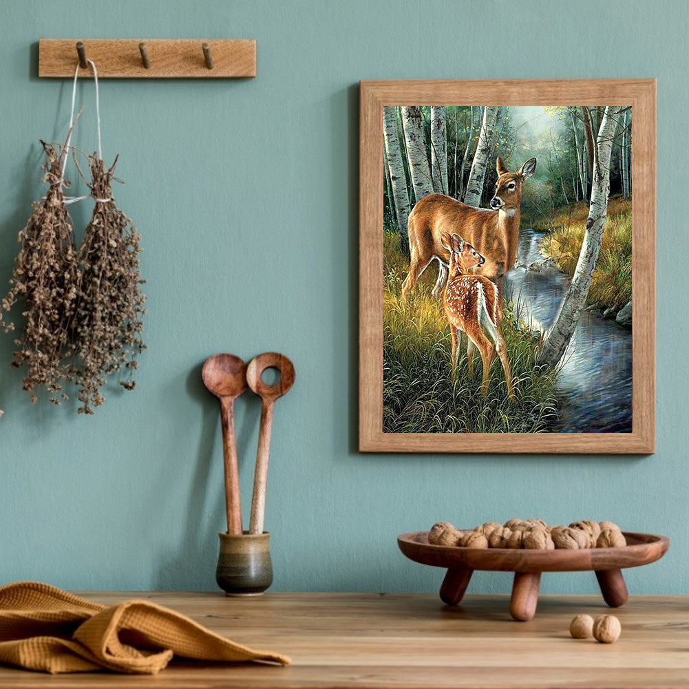 Sika Deer 40*50CM(Canvas) Full Round Drill Diamond Painting