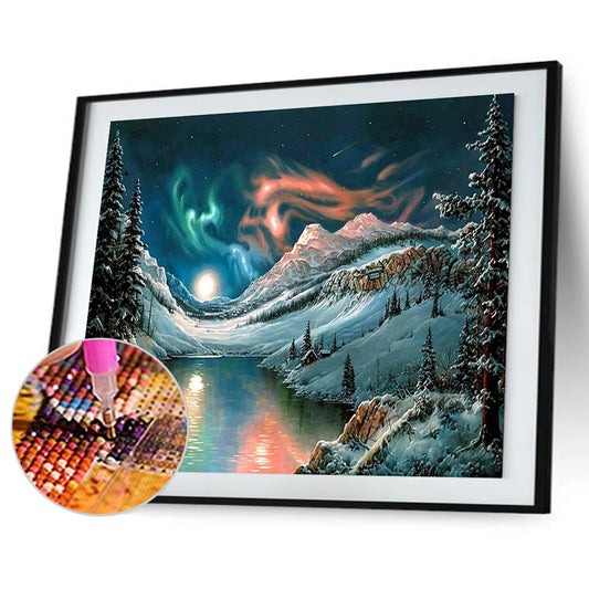 Aurora Iceberg Lake - Full Round Drill Diamond Painting 50*40CM