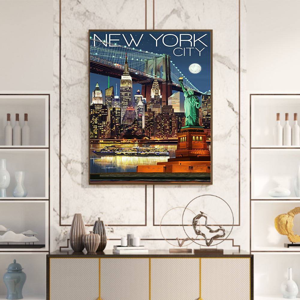 New York Night View - Full Round Drill Diamond Painting 40*50CM