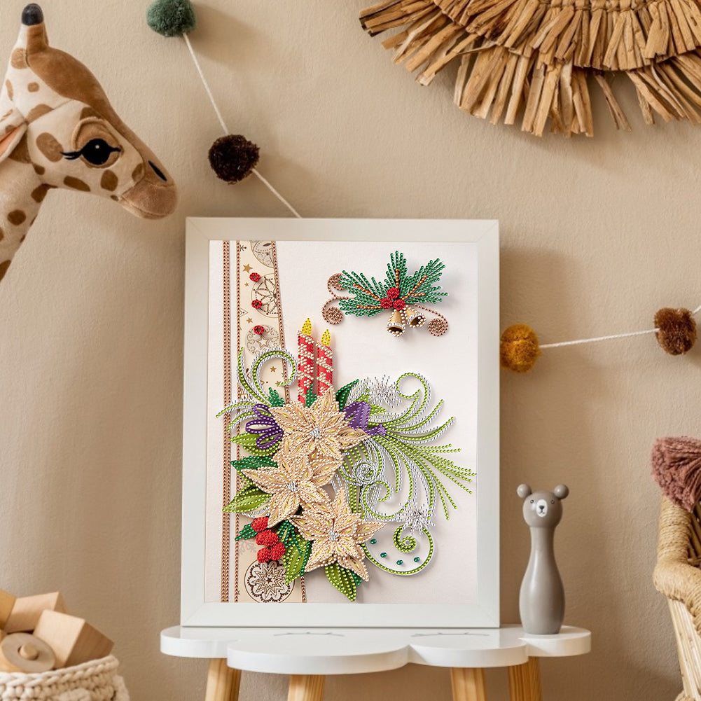 Paper Painting Of Flowers And Candles - Special Shaped Drill Diamond Painting 30*40CM
