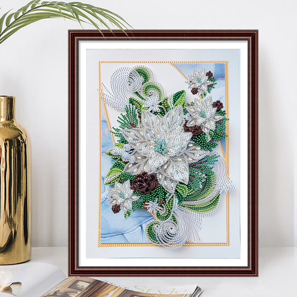 Paper Painting Of Flowers And Candles - Special Shaped Drill Diamond Painting 30*40CM
