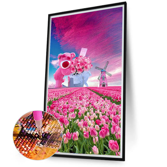 Pink Tulips 40*70CM(Canvas) Full Round Drill Diamond Painting