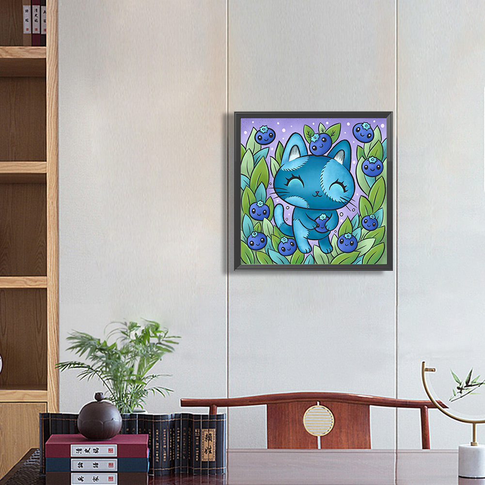 Blue Kitten - Full Round Drill Diamond Painting 40*40CM