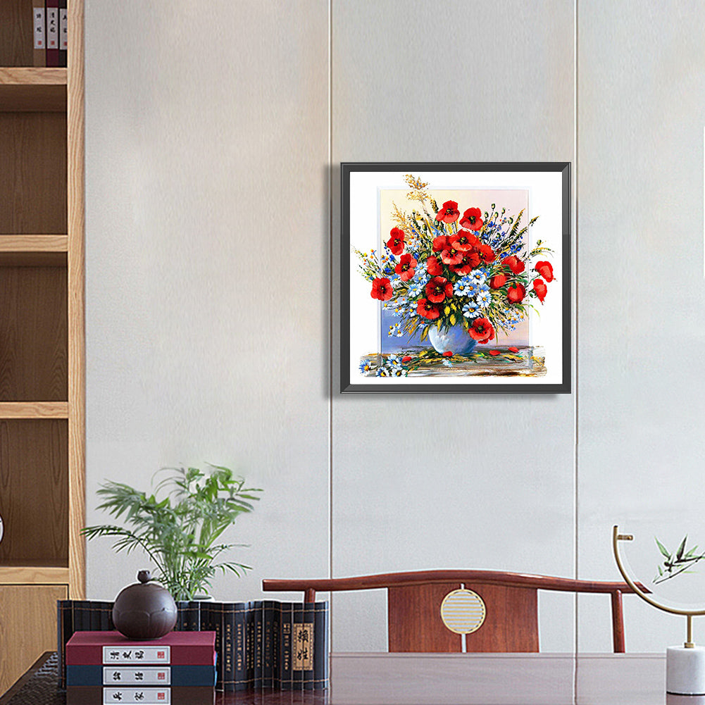 Poppy Vase - Full Round Drill Diamond Painting 40*40CM