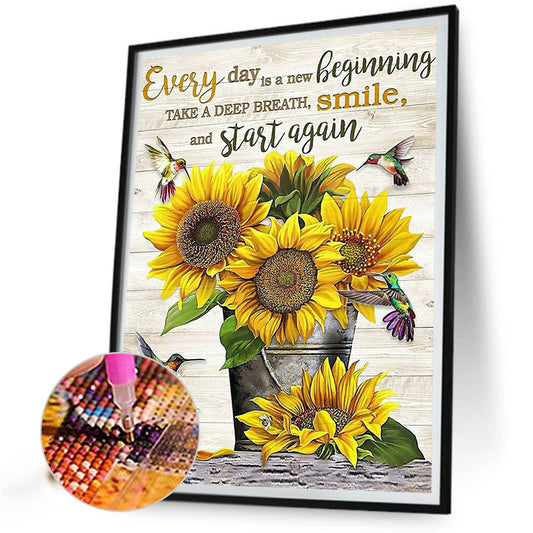 Sunflower Vase 30*40CM(Canvas) Full Square Drill Diamond Painting