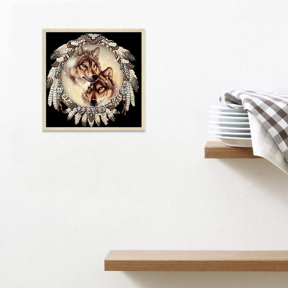 Wolf Head Dream Catcher - Full Round Drill Diamond Painting 40*40CM
