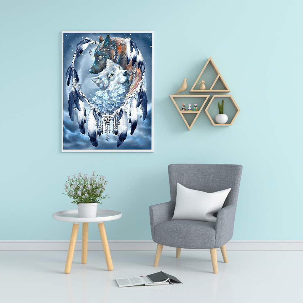 Wolf Dream Catcher - Full Round Drill Diamond Painting 40*50CM