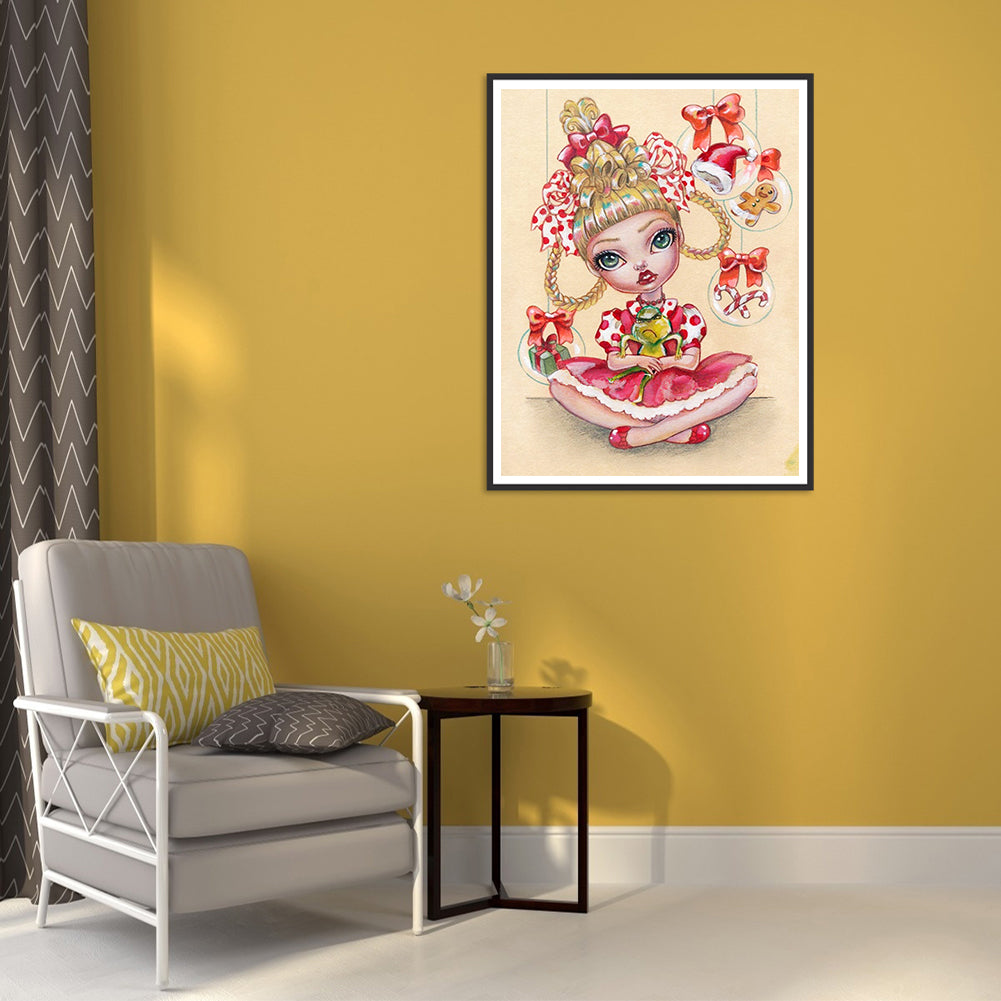 Weird Big Eyes Cartoon Girl - Full Round Drill Diamond Painting 30*40CM