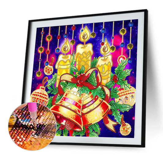 Christmas Bell Candle 30*30CM(Canvas) Special Shaped Drill Diamond Painting