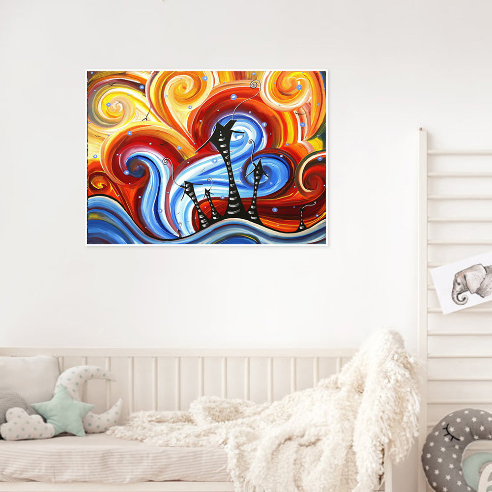 Abstract Hipster House - Full Round Drill Diamond Painting 40*30CM