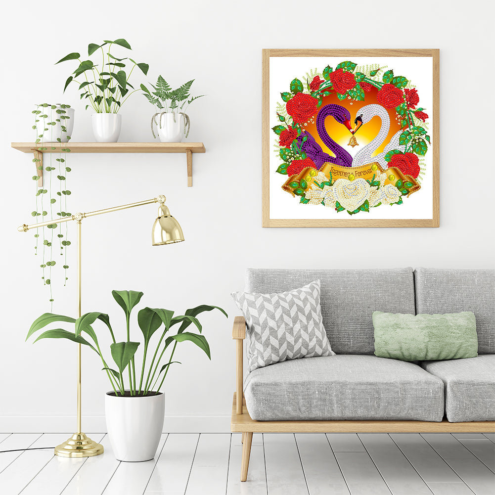 Mandarin Duck Swan - Special Shaped Drill Diamond Painting 30*30CM