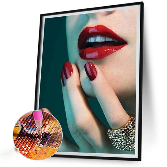 Red Lips Woman - Full Round Drill Diamond Painting 30*40CM