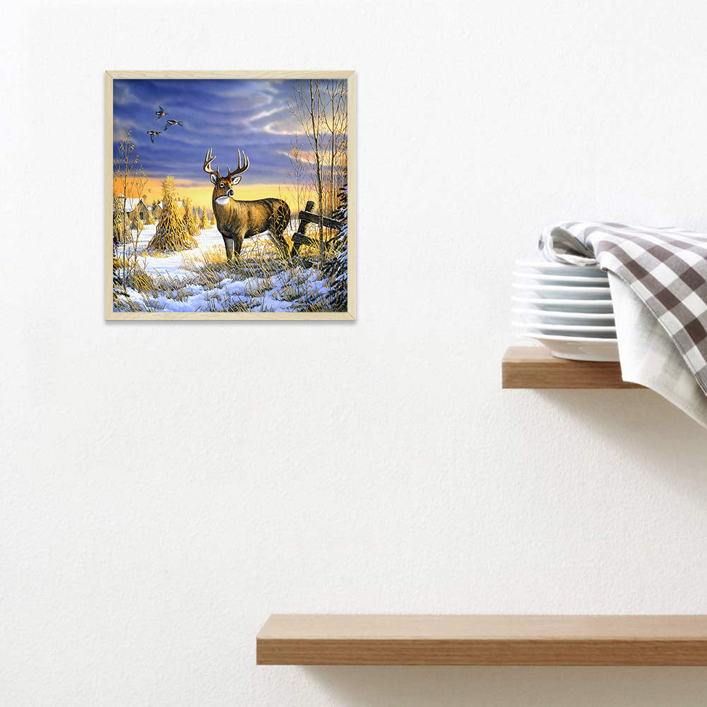 Elk In The Snow - Full Round Drill Diamond Painting 50*50CM