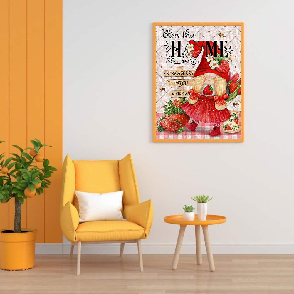Strawberry Gnome - Full Round Drill Diamond Painting 30*40CM