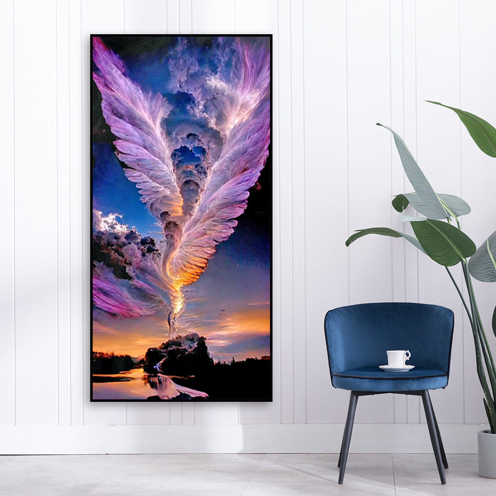 Beautiful Purple Cloud Wings - Full Round Drill Diamond Painting 40*70CM