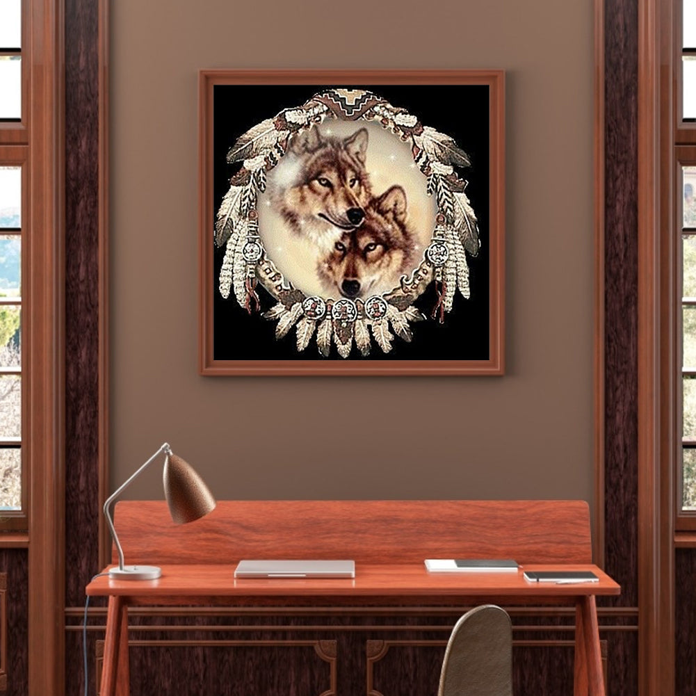 Wolf Head Dream Catcher - Full Round Drill Diamond Painting 40*40CM