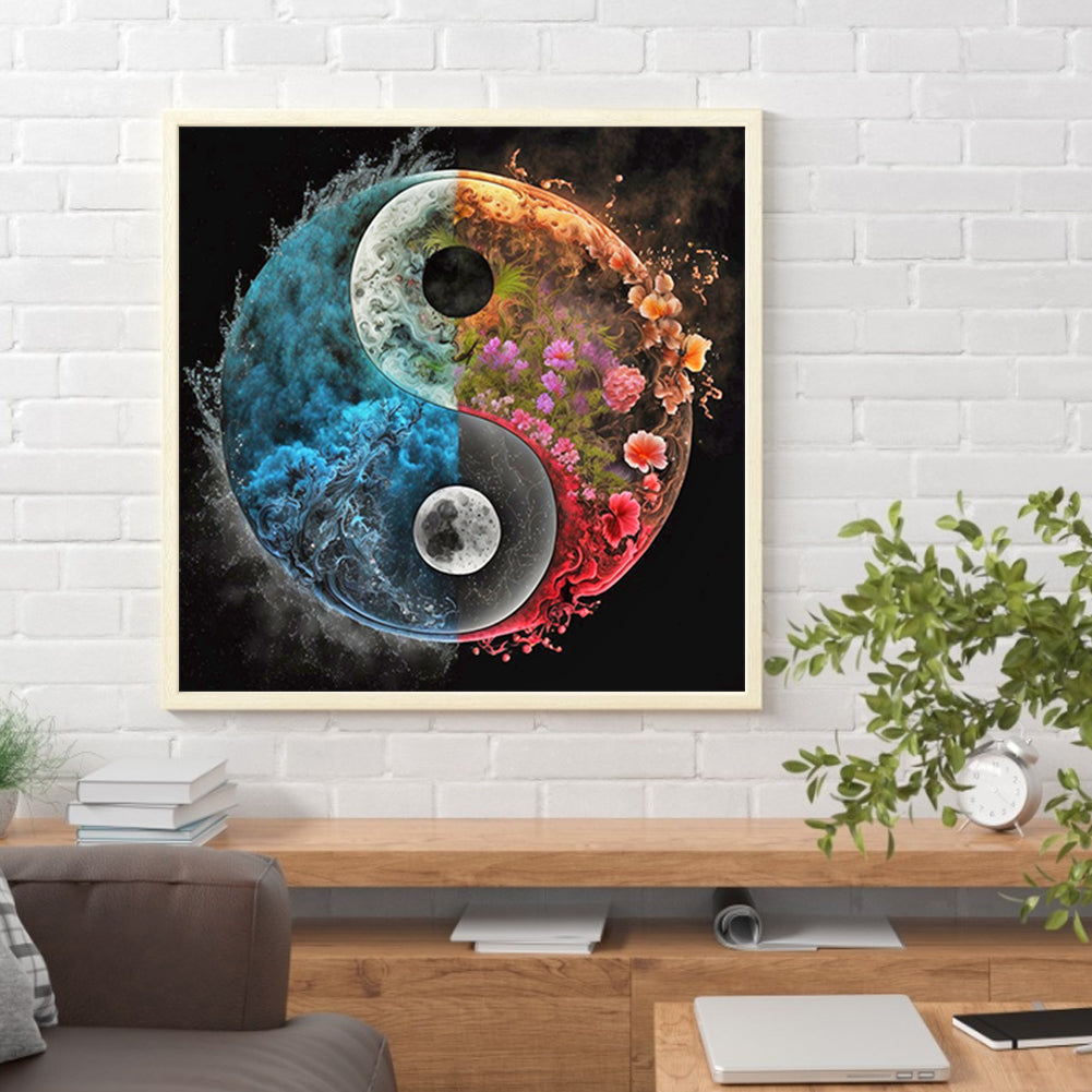 Tai Chi Flower Sketch - Full Round Drill Diamond Painting 30*30CM