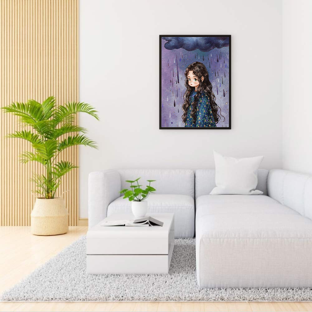 Curly Hair Girl - Full Round Drill Diamond Painting 30*40CM