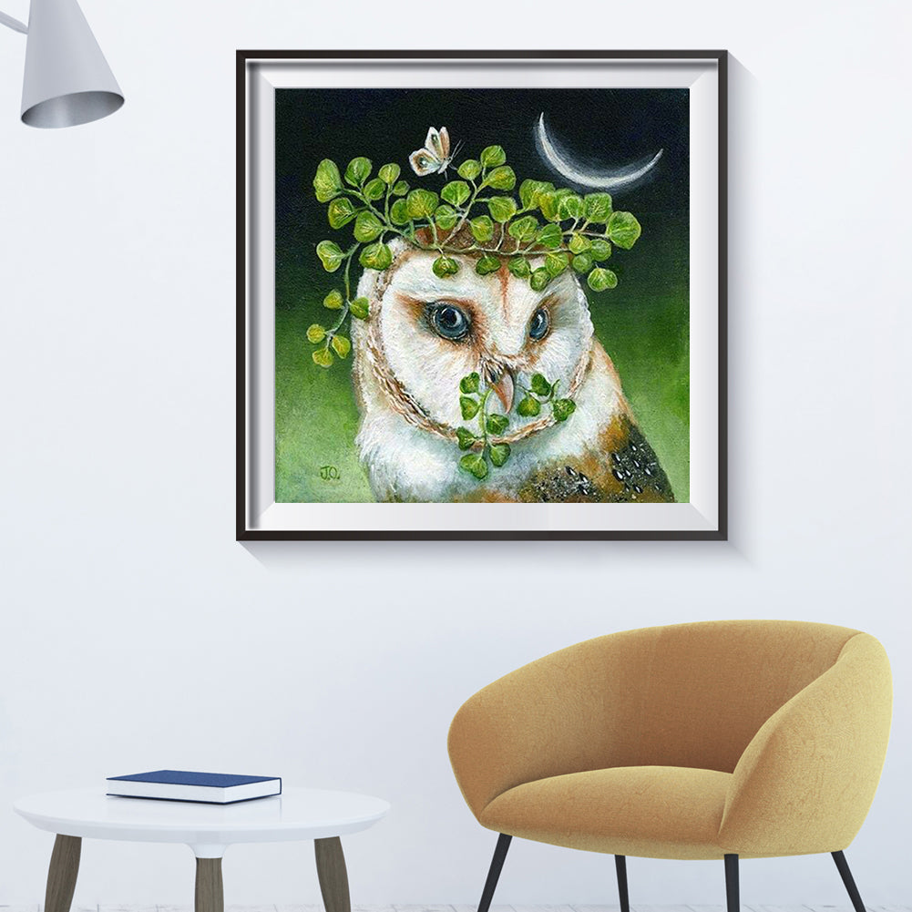 Flower Owl - Full Round Drill Diamond Painting 30*30CM