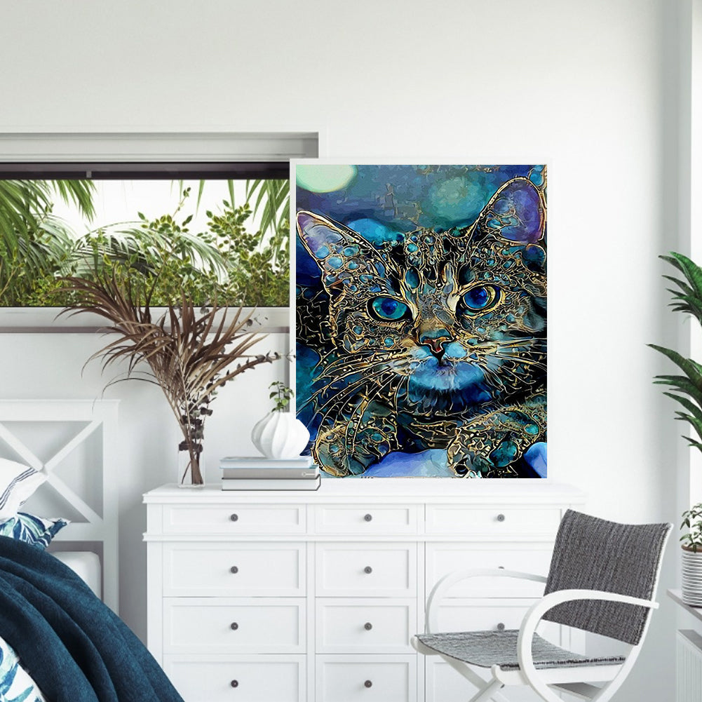 Glass Painted Cat - Full Square Drill Diamond Painting 50*60CM