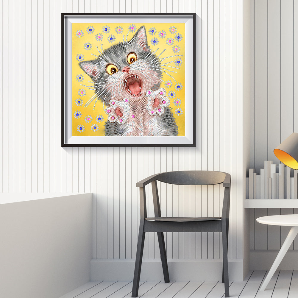 Funny Cat - Special Shaped Drill Diamond Painting 30*30CM