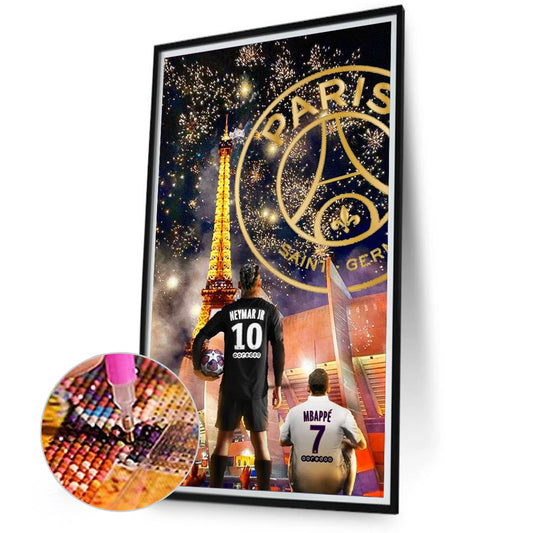 Neymar And Mbappe - Full Round Drill Diamond Painting 40*80CM