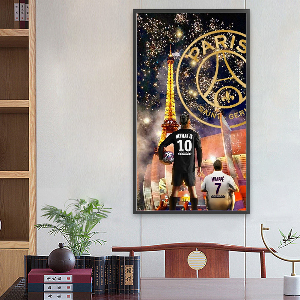 Neymar And Mbappe - Full Round Drill Diamond Painting 40*80CM