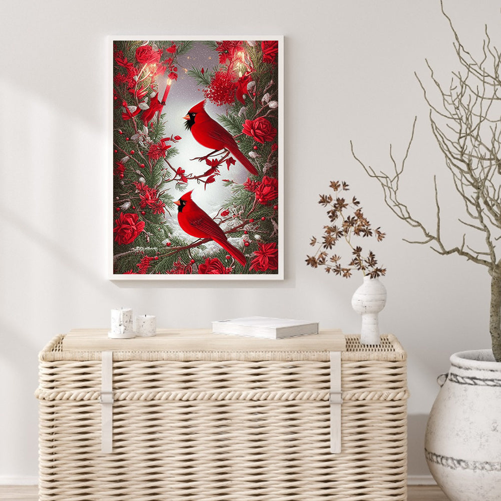 Cardinal Bird - Full Round Drill Diamond Painting 30*40CM