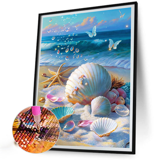 Beach Scenery - Full Round Drill Diamond Painting 30*40CM