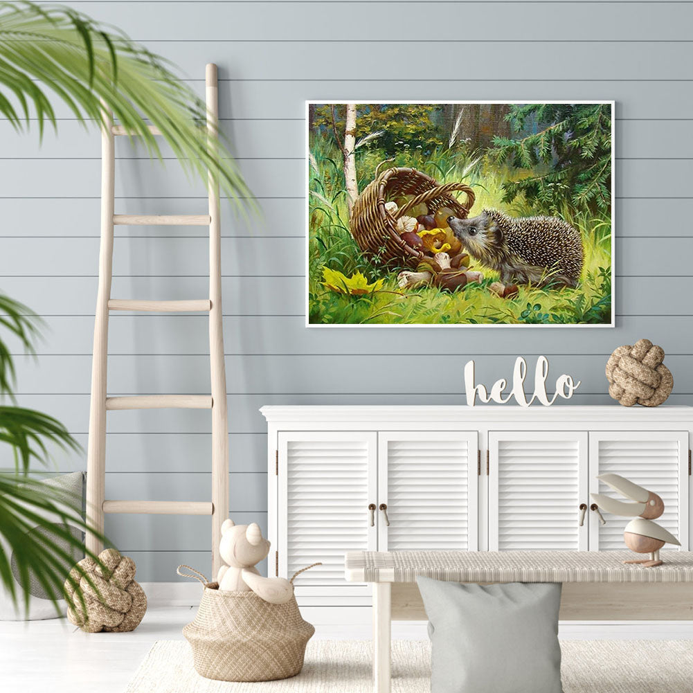 Squirrel Eating Mushrooms - Full Round Drill Diamond Painting 40*30CM